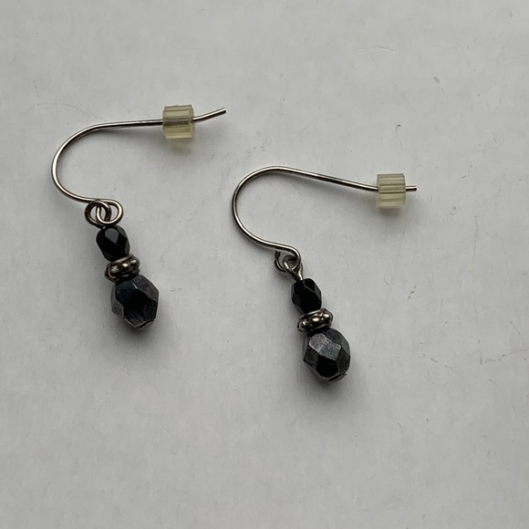 Obsidian onyx sterling silver handcrafted earrings - Picture 1 of 3